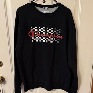 Champion Black and Red Crewneck Sweater